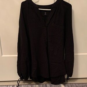 Aerie Black Textured Blouse